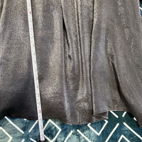 Free People Mara Dark Grey Metallic Puff Sleeve Shift Dress Oversized Size Large - Picture 10 of 10